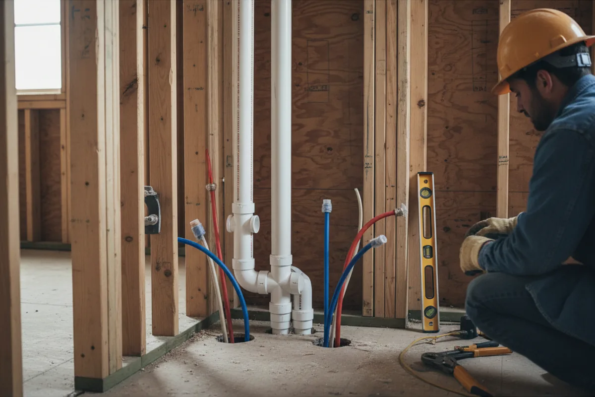 Drain and supply rough-in during Leak Detection in Trinity